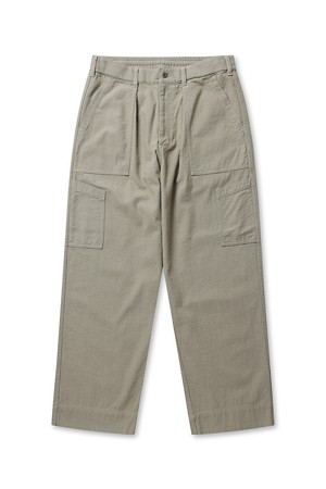 SILK NEP COTTON TWILL DECK PANTS - KHAKI BEIGE