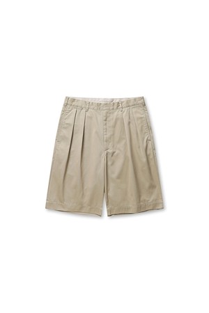 DOUBLE PLEATED CHINO SHORTS - KHAKI