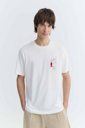 띵킹 뮤 피쉬맨 잭 엠브로이더드 티셔츠 FISHERMAN JACK EMBROIDERED TEE - WHITE