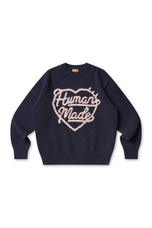 HEART KNIT SWEATER - NAVY
