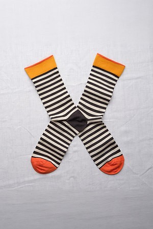 (BONNE MAISON) STRIPE SOCKS - FAUX NOIR