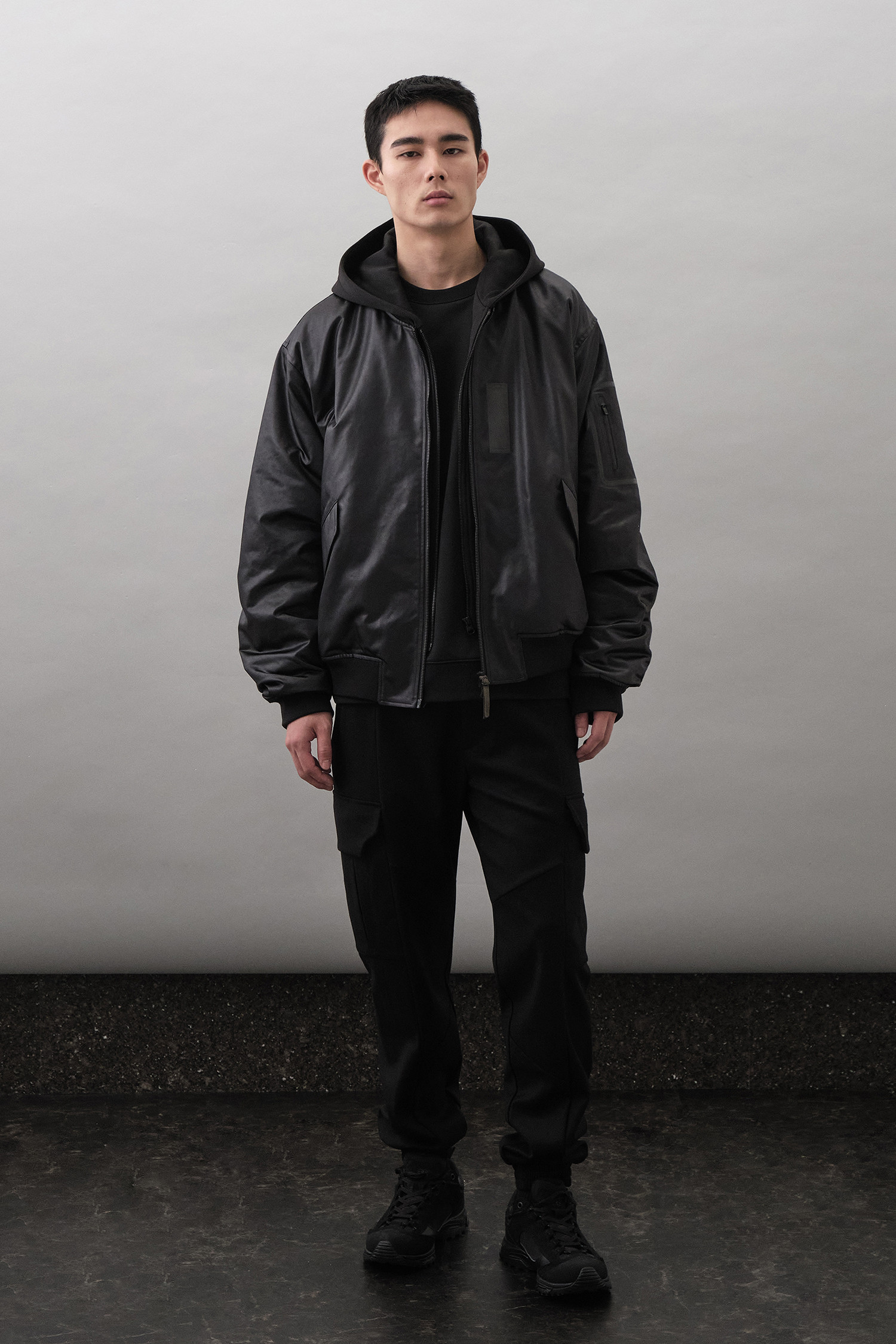 kaoyorinakami panel blouson ivory×navy L Stenciled Blanket Lined Denim Coverall Jacket（ステンシル