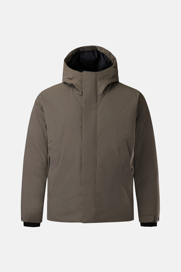 남성 뉴랜드 후드 일체형 논퀼팅 미드 다운_BEIGE-a