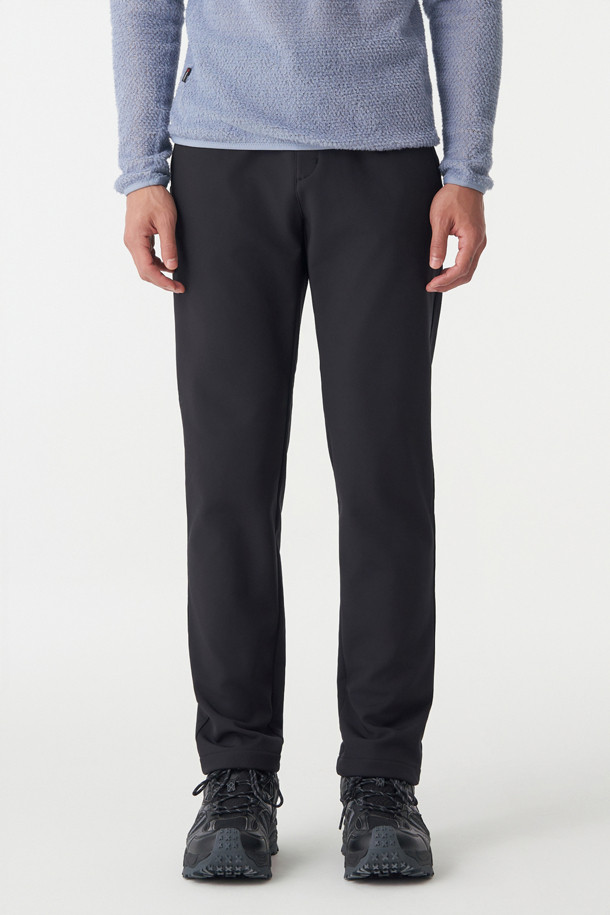 남성 원턱 스탠다드 본딩 레귤러핏 팬츠_BLACK-a