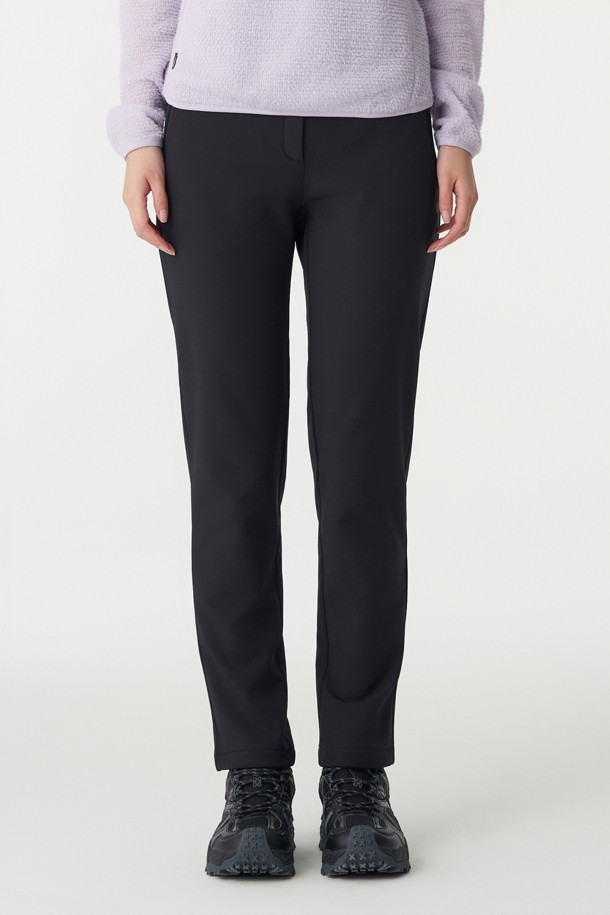 여성 스탠다드 본딩 슬림핏 팬츠_BLACK-a