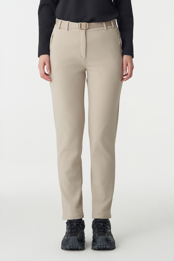 여성 스탠다드 본딩 슬림핏 팬츠_BEIGE-a