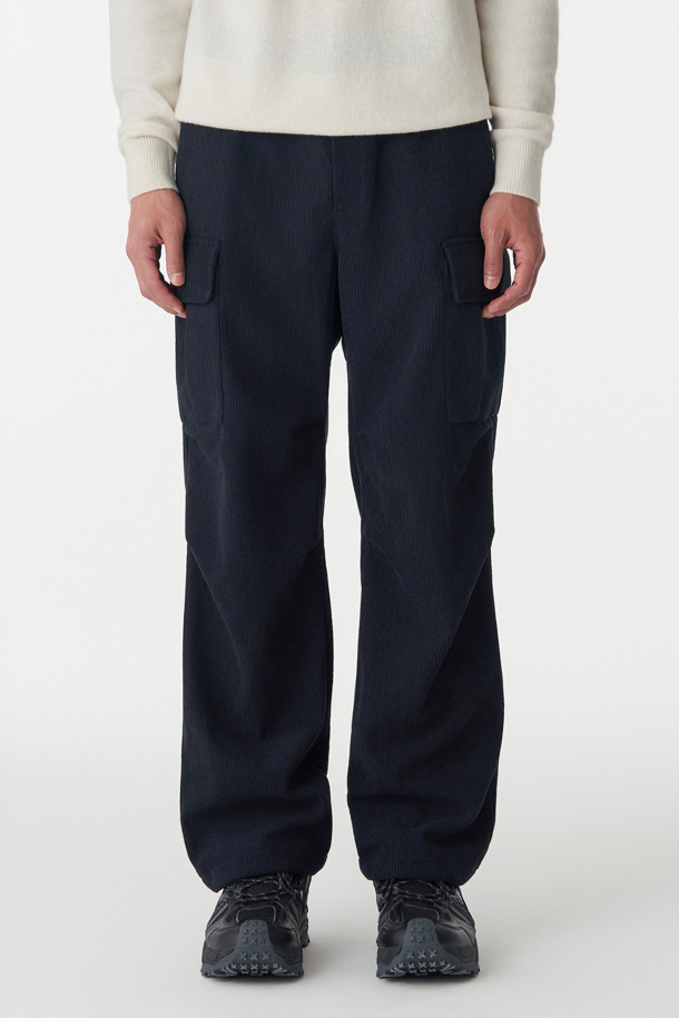 남성 루즈핏 코듀로이 카고 팬츠_NAVY-a