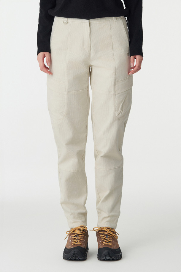 여성 코듀로이 카고 조거 팬츠_IVORY-a