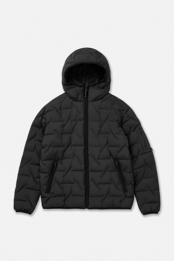 남성 솟솟 후드 일체형 경량 다운_BLACK-a