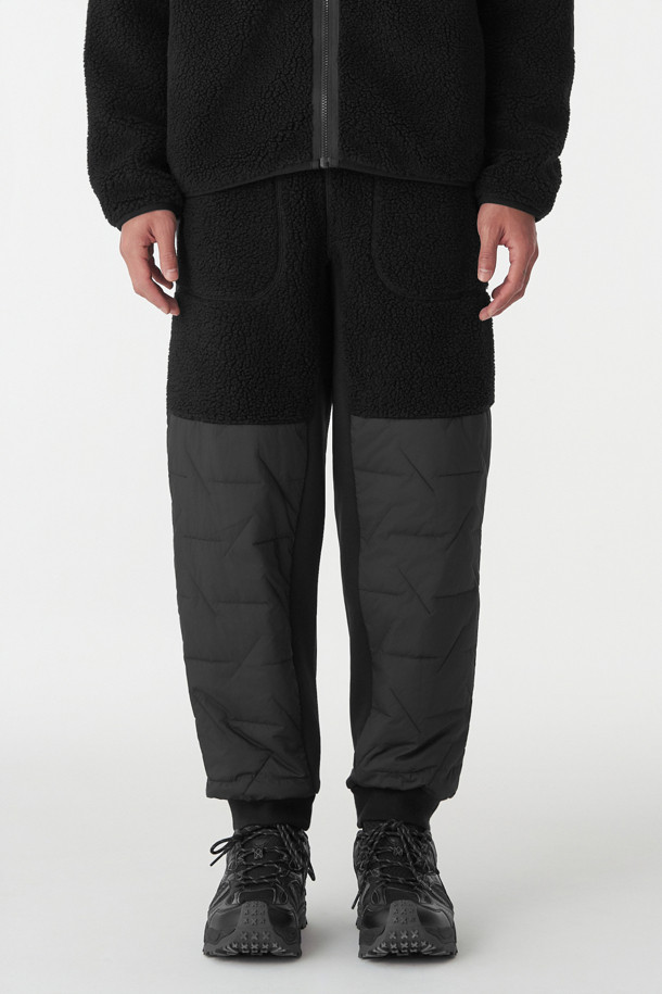 남녀공용 패딩 플리스 하이브리드 팬츠 (SET-UP)_BLACK-a
