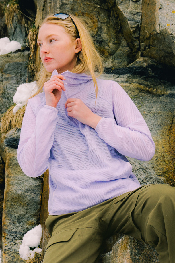 여성 폴라텍 알파 다이렉트 BPL 후드 티셔츠_PURPLE-a