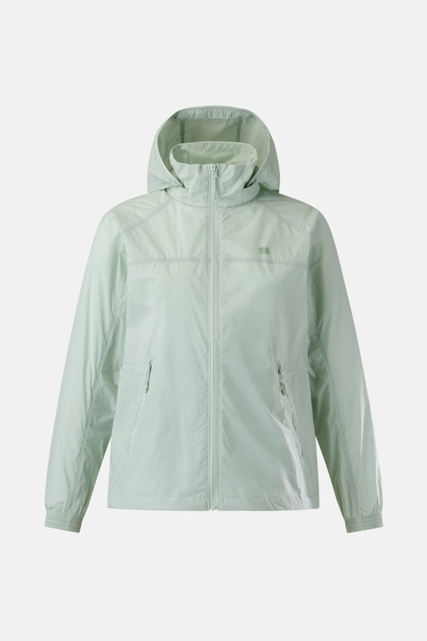 여성 제노아 스트레치 중기장 인후드 재킷_GREEN-a