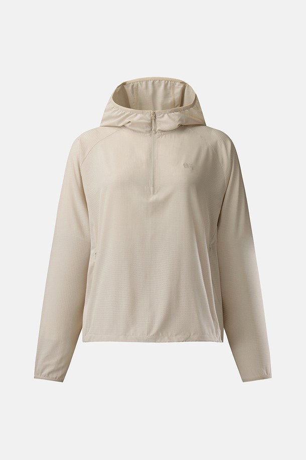 여성 에어도트 후드 긴팔 티셔츠_BEIGE-a