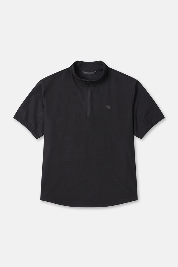 여성 에어도트 집업 반팔 티셔츠_BLACK-a