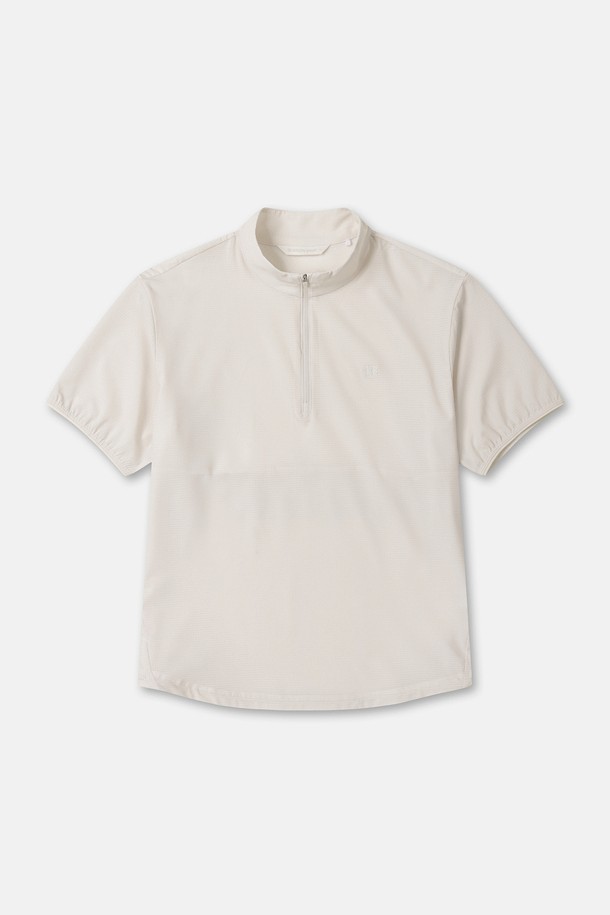 여성 에어도트 집업 반팔 티셔츠_IVORY-a