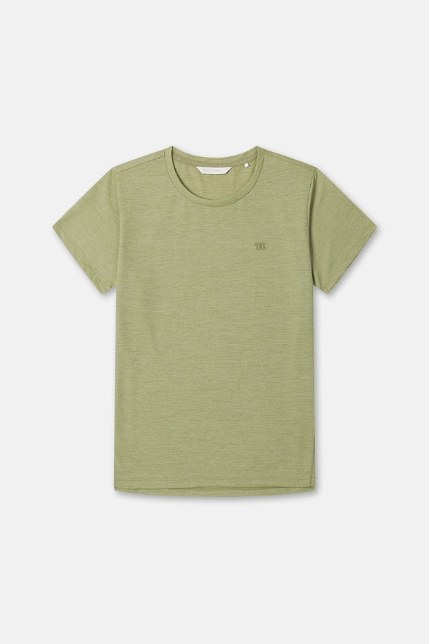 여성 모스드라이 베이직 라운드넥 반팔 티셔츠_GREEN-a