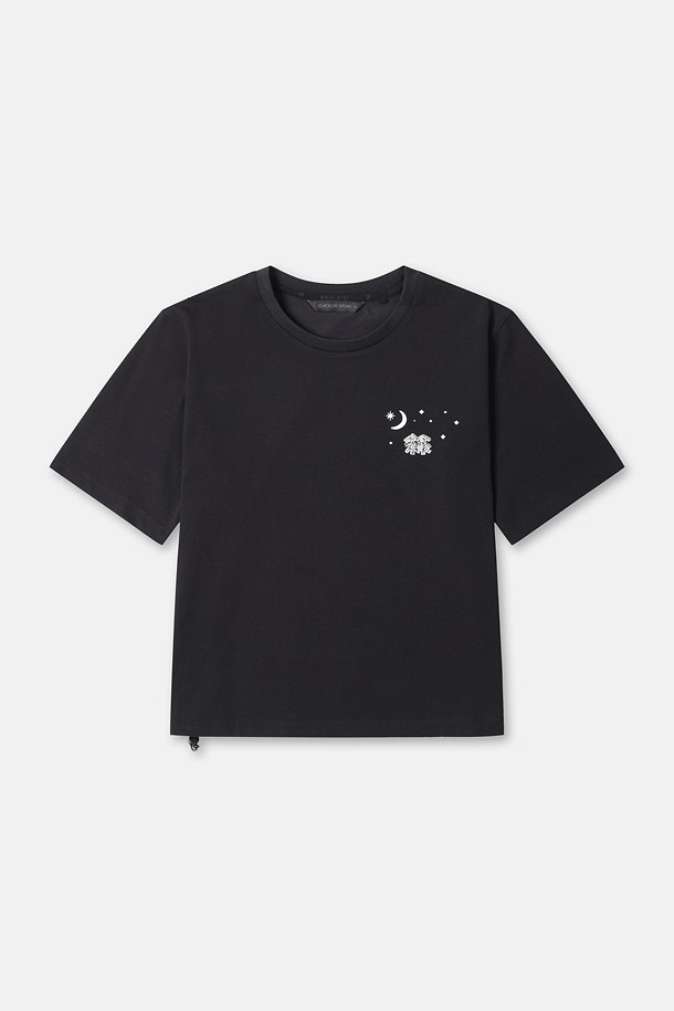 여성 모스플렉스 소로나 크롭 그래픽 라운드넥 반팔 티셔츠_BLACK-a