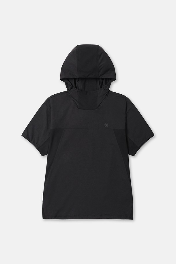 여성 에어도트 하이브리드 후드 반팔 티셔츠_BLACK-a