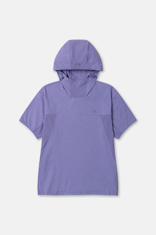 여성 에어도트 하이브리드 후드 반팔 티셔츠_PURPLE-a