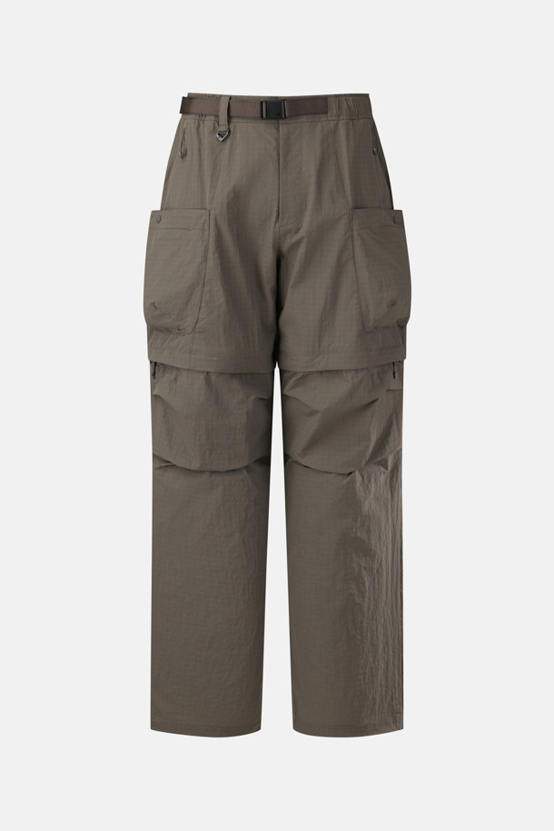 남성 립스탑 루즈핏 투웨이 팬츠_BROWN-a