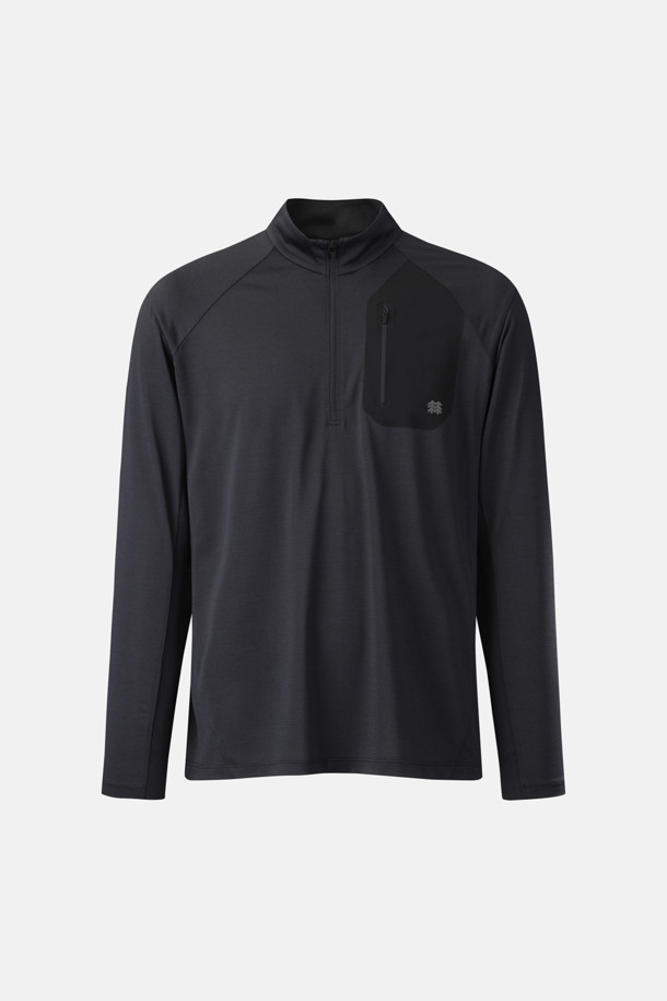 남성 솔라이트 UV 아웃포켓 집업 긴팔 티셔츠_BLACK-a