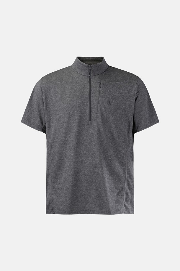 남성 모스드라이 베이직 집업 반팔 티셔츠_BEIGE-a