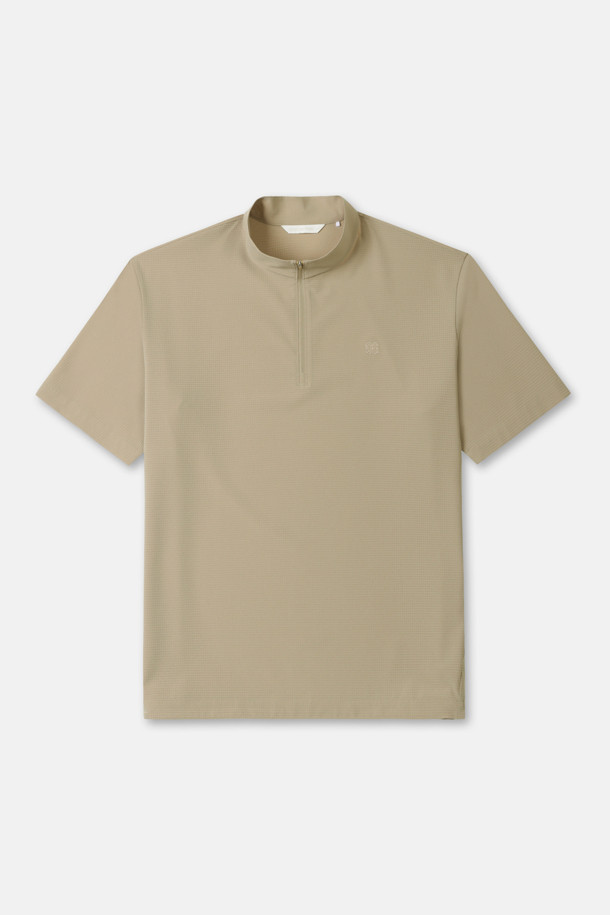 남성 에어도트 집업 반팔 티셔츠_BEIGE-a
