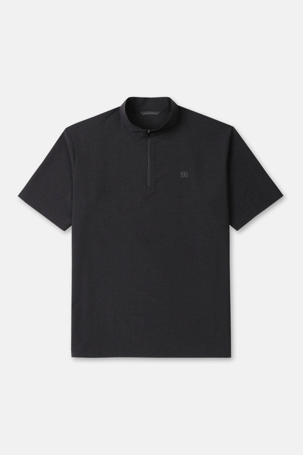 남성 에어도트 집업 반팔 티셔츠_BLACK-a