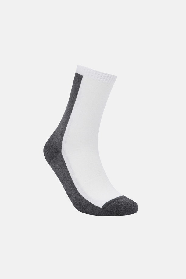 남녀공용 배색 레터링 크루 삭스_GREY-a