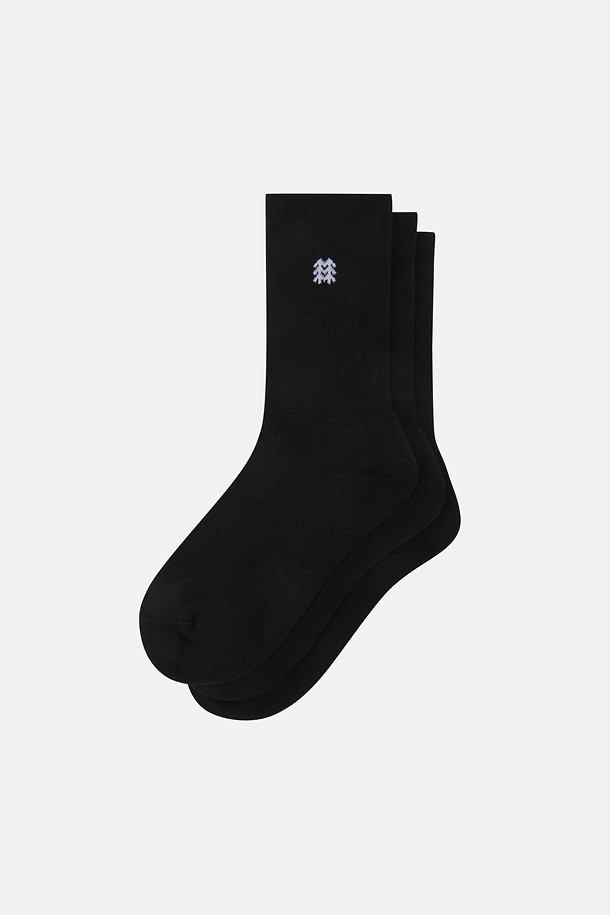 남녀공용 크루 삭스 3PACK_BLACK-a