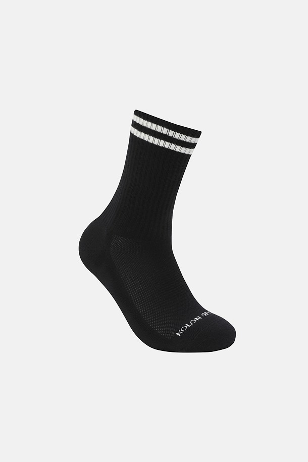 [Seoul Exclusive] 남녀공용 자수 크루 삭스_BLACK-a