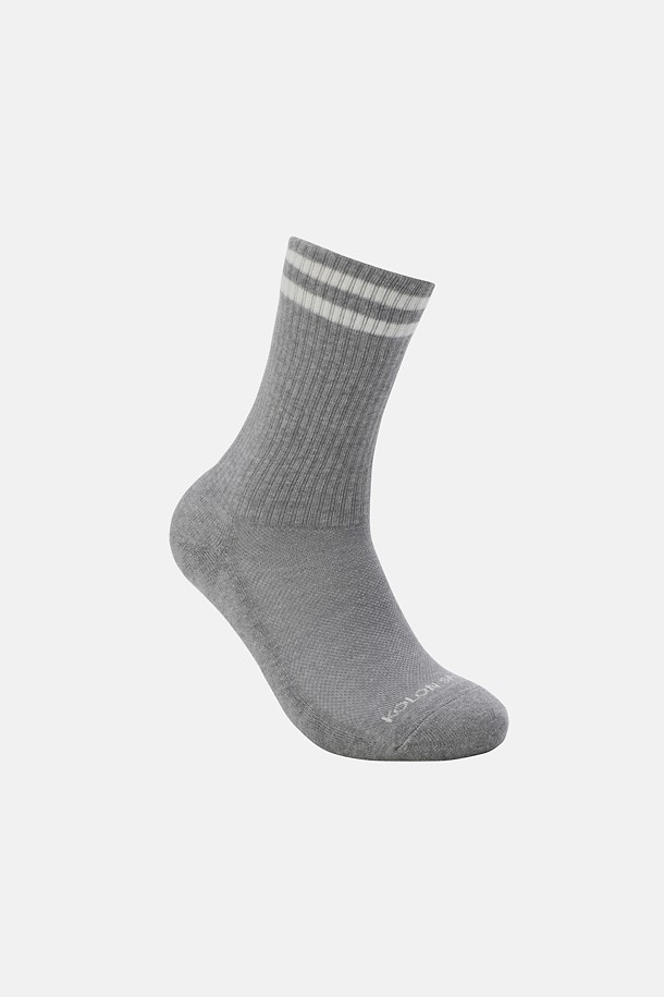 [Seoul Exclusive] 남녀공용 자수 크루 삭스_GREY-a