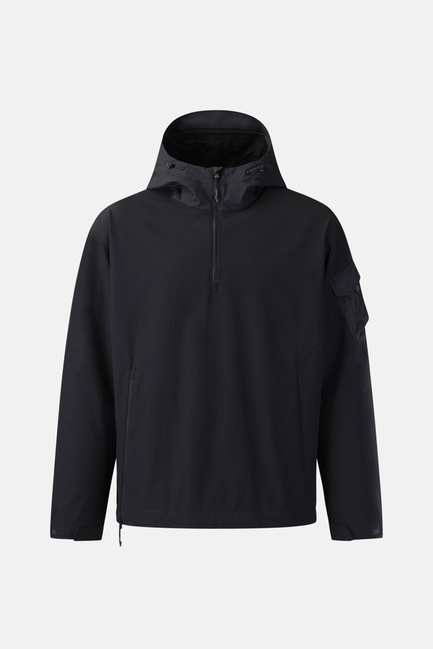 남성 우븐 포켓 긴팔 아노락_BLACK-a