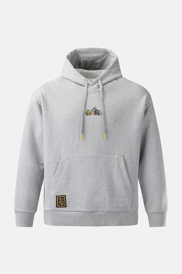 [Seoul Exclusive] 남녀공용 스웻 그래픽 후드 긴팔 티셔츠_GREY-a