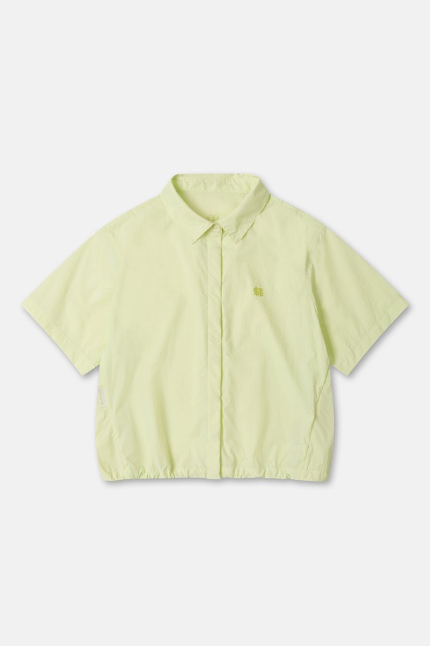 여성 데이팩 크롭 반팔 셔츠_GREEN-a