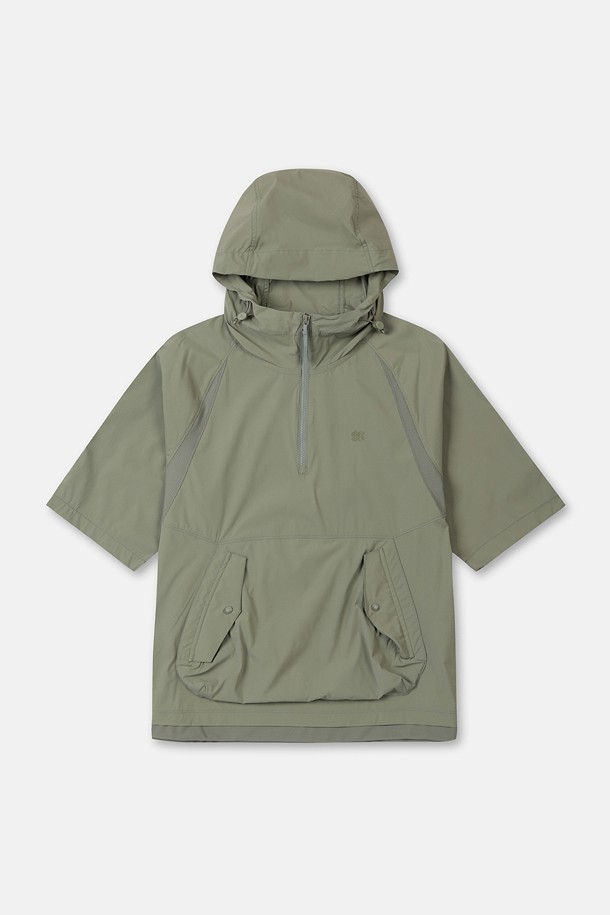 여성 솔라이트 UV 하이브리드 반팔 아노락_GREEN-a