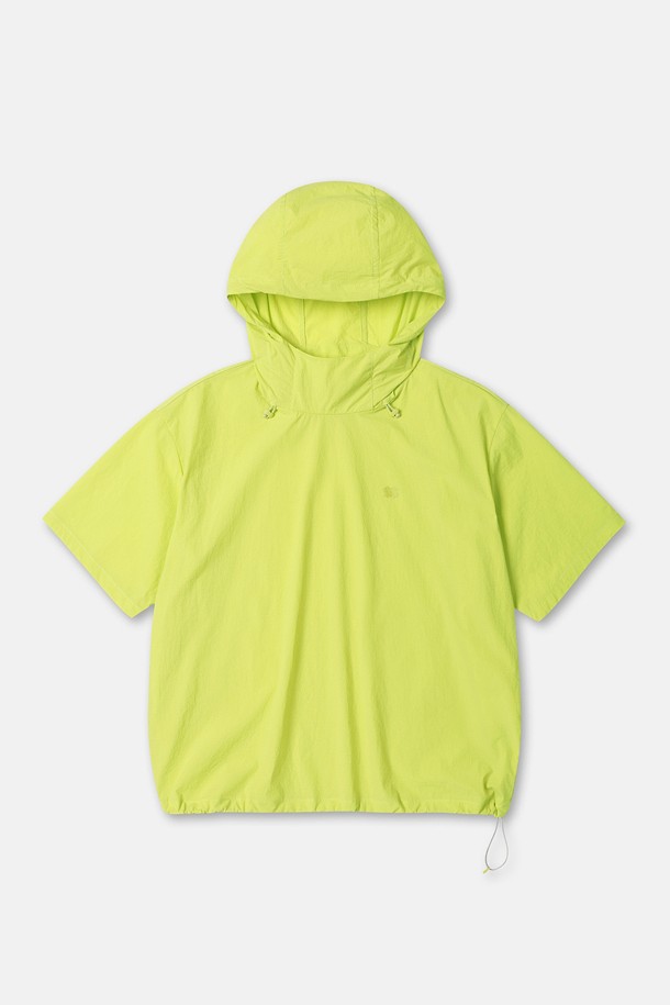 여성 데이팩 루즈핏 후드 반팔 아노락_GREEN-a