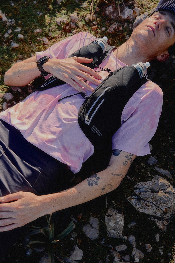 [TRAIL] 남성 프린트 라운드넥 반팔 티셔츠_PINK-a