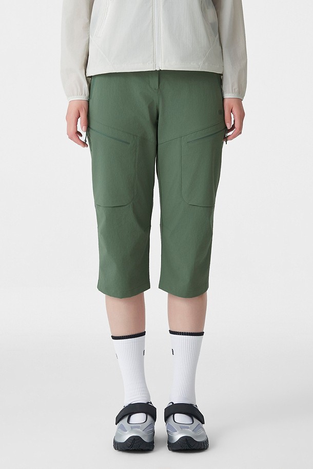 여성 7부 카고 팬츠_GREEN-a
