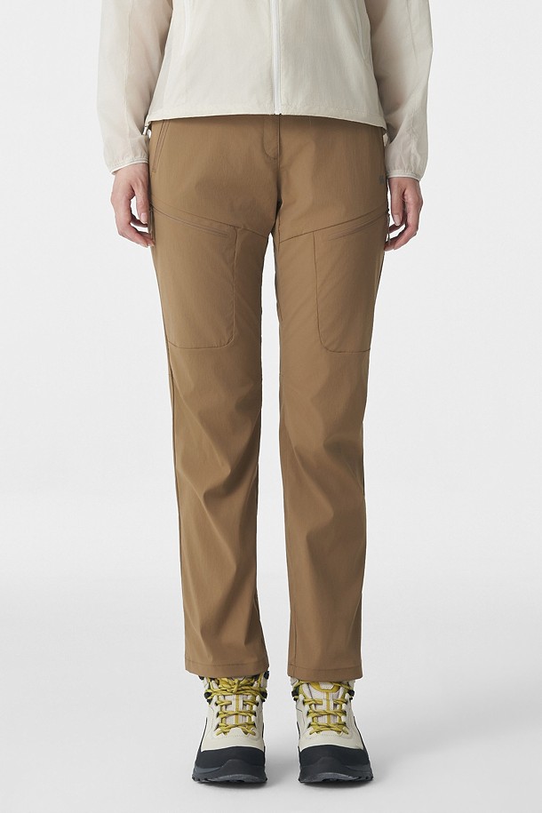 여성 레귤러핏 카고 팬츠_BROWN-a