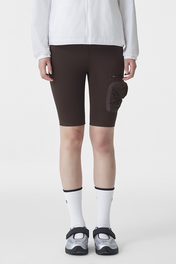 여성 바이커 쇼츠 레깅스_BROWN-a