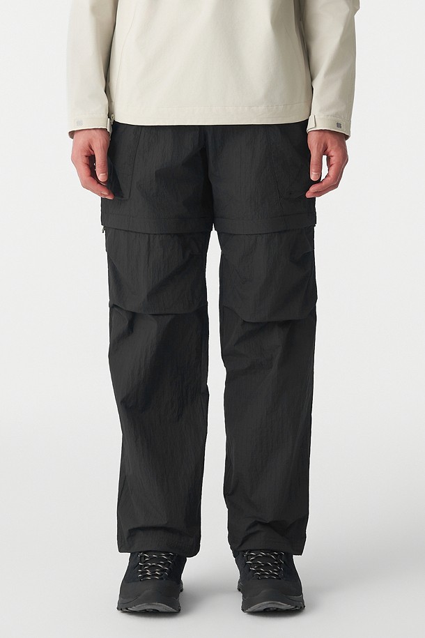 남성 립스탑 루즈핏 투웨이 팬츠_BLACK-a