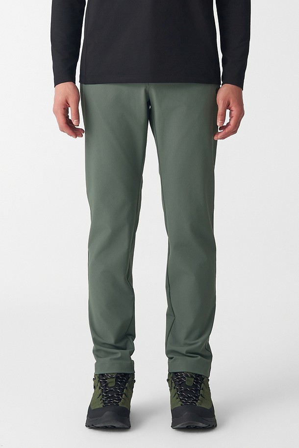 남성 슬림핏 스탠다드 노턱 팬츠_KHAKI-a