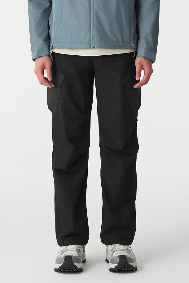 남성 나일론 와이드핏 카고 팬츠_BLACK-a