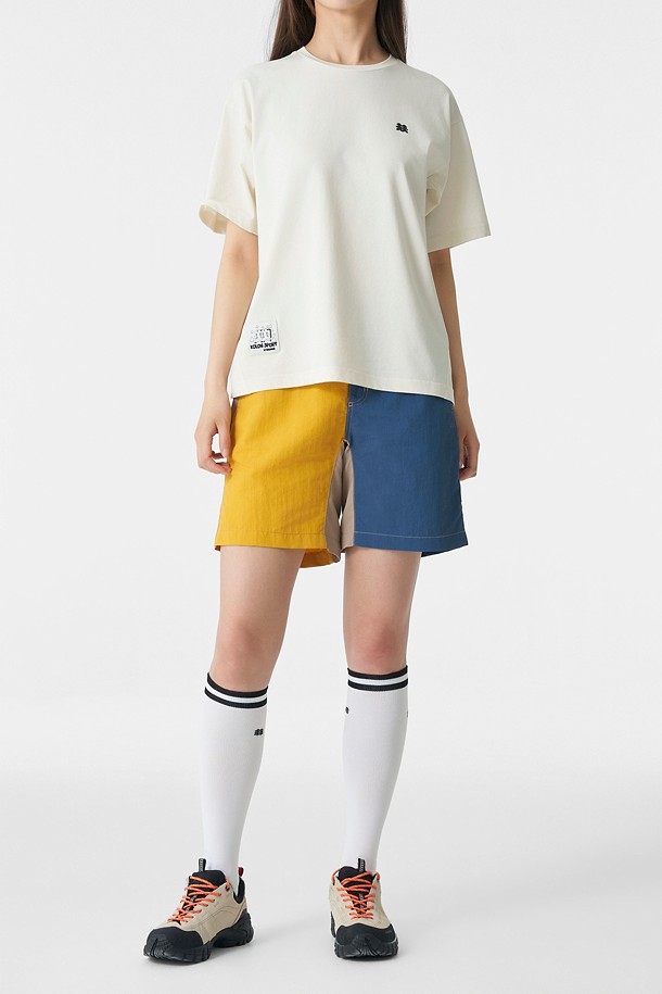 코오롱스포츠-의류 하의-[KS X ORUMM] 남녀공용 볼더링 컬러블럭 쇼츠