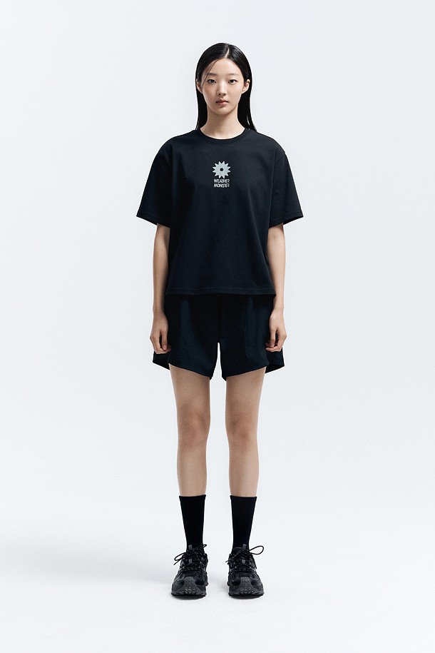 코오롱스포츠-의류 상의-WM 여성 크롭 프린트 반팔티셔츠