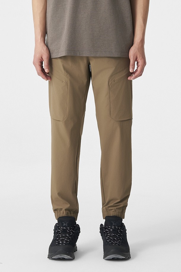 남성 우븐 조거핏 카고 팬츠_BEIGE-a