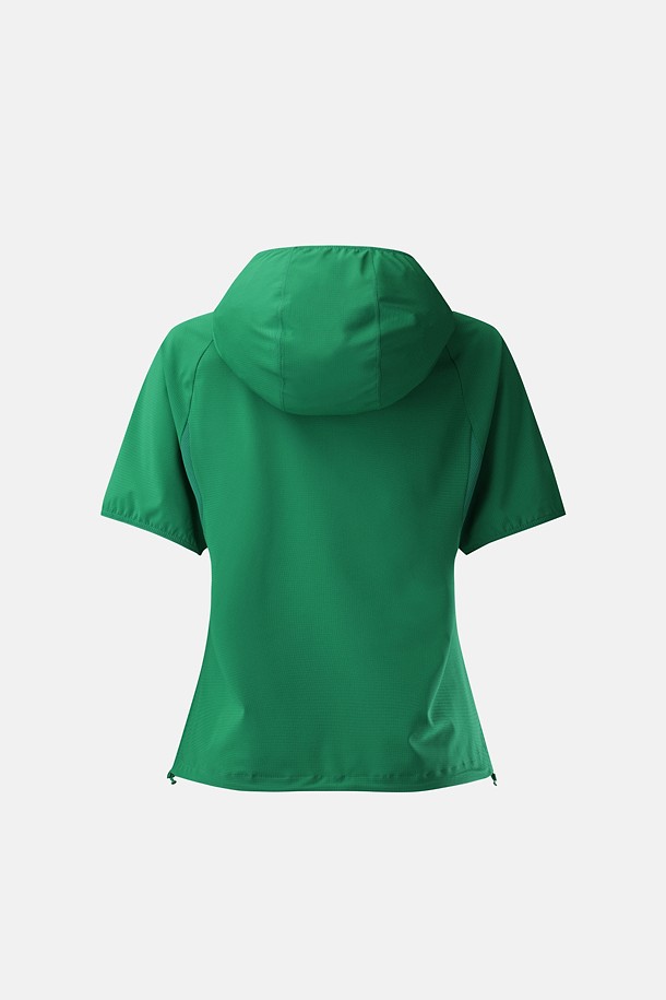 코오롱스포츠-컬렉션 백패킹-여성 에어도트 집업 후드 반팔 티셔츠