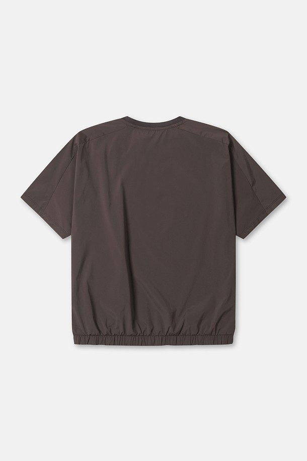 코오롱스포츠-의류 상의-여성 솔라이트 UV 우븐 포켓 라운드넥 반팔 티셔츠