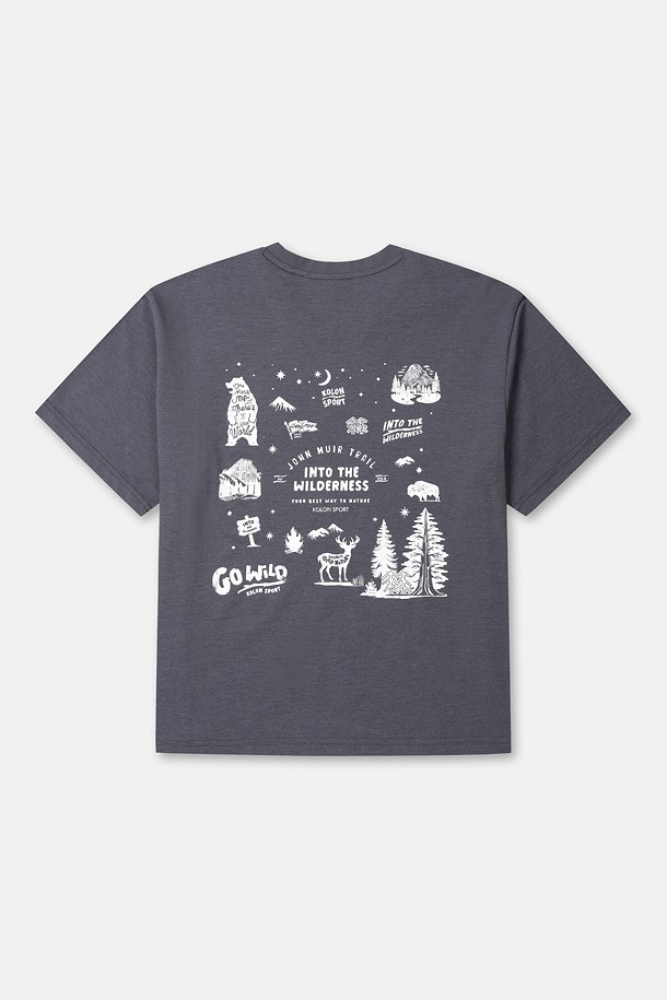 코오롱스포츠-컬렉션 백패킹-여성 모스플렉스 소로나 릴렉스핏 그래픽 라운드넥 반팔 티셔츠